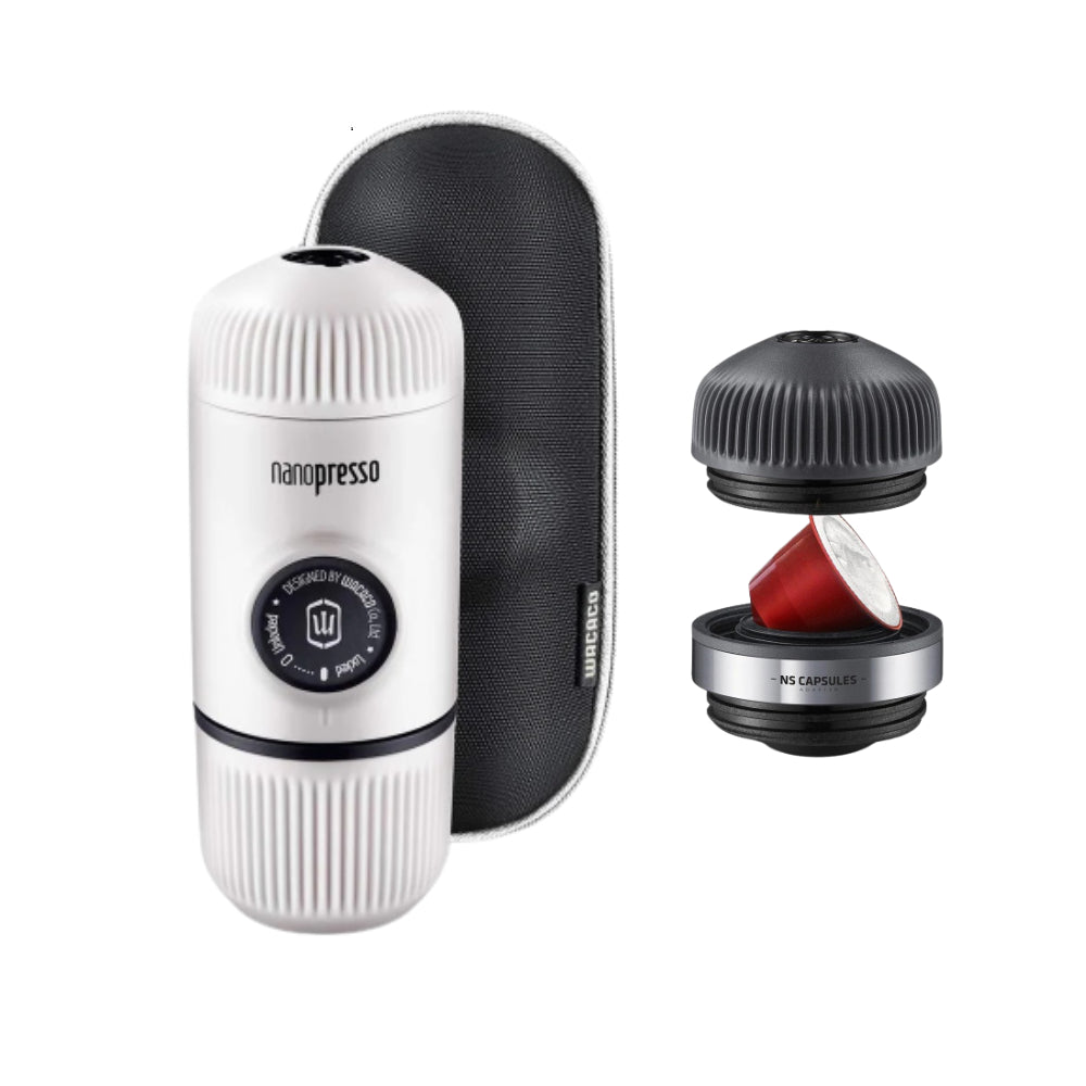 BUNDLE - Elements Nanopresso Portable Espresso Machine with Protective Case | Manually Powered + NS Adapter
