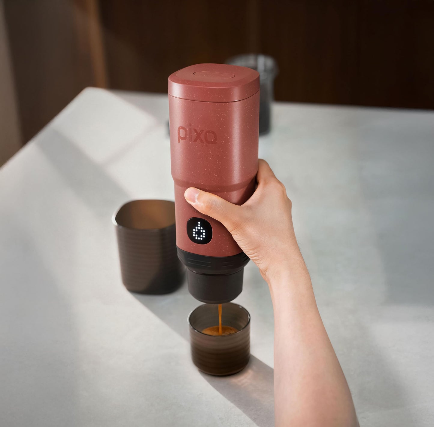 Wacaco Pixapresso Electric Espresso Coffee Maker – Compatible with NS Capsules & Ground Coffee, Tuscan Red