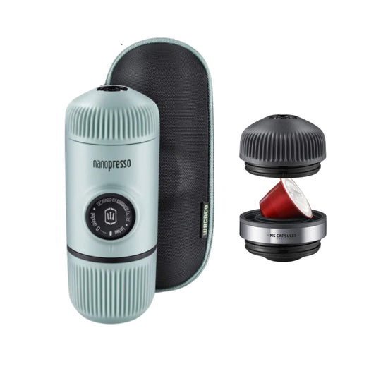 BUNDLE - Elements Nanopresso Portable Espresso Machine with Protective Case | Manually Powered + NS Adapter