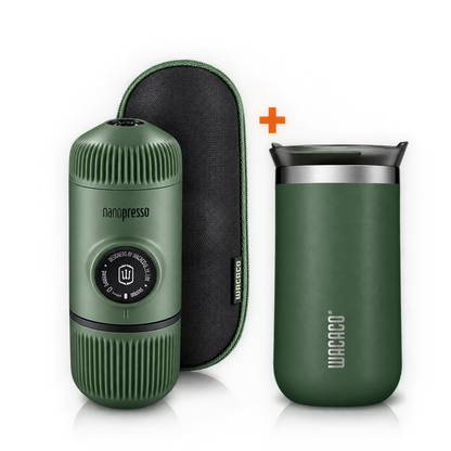 BUNDLE - Elements Nanopresso Portable Espresso Machine with Protective Case | Manually Powered + Octaroma Vacuum Insulated Mug 300ML