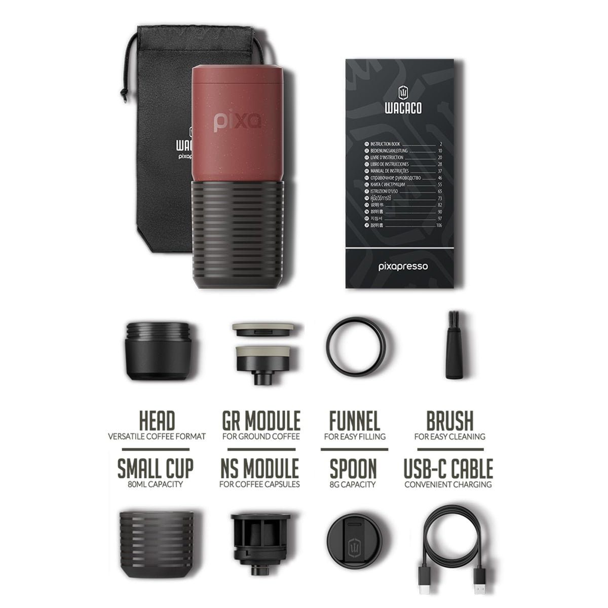 Wacaco Pixapresso in Tuscan Red – image 2