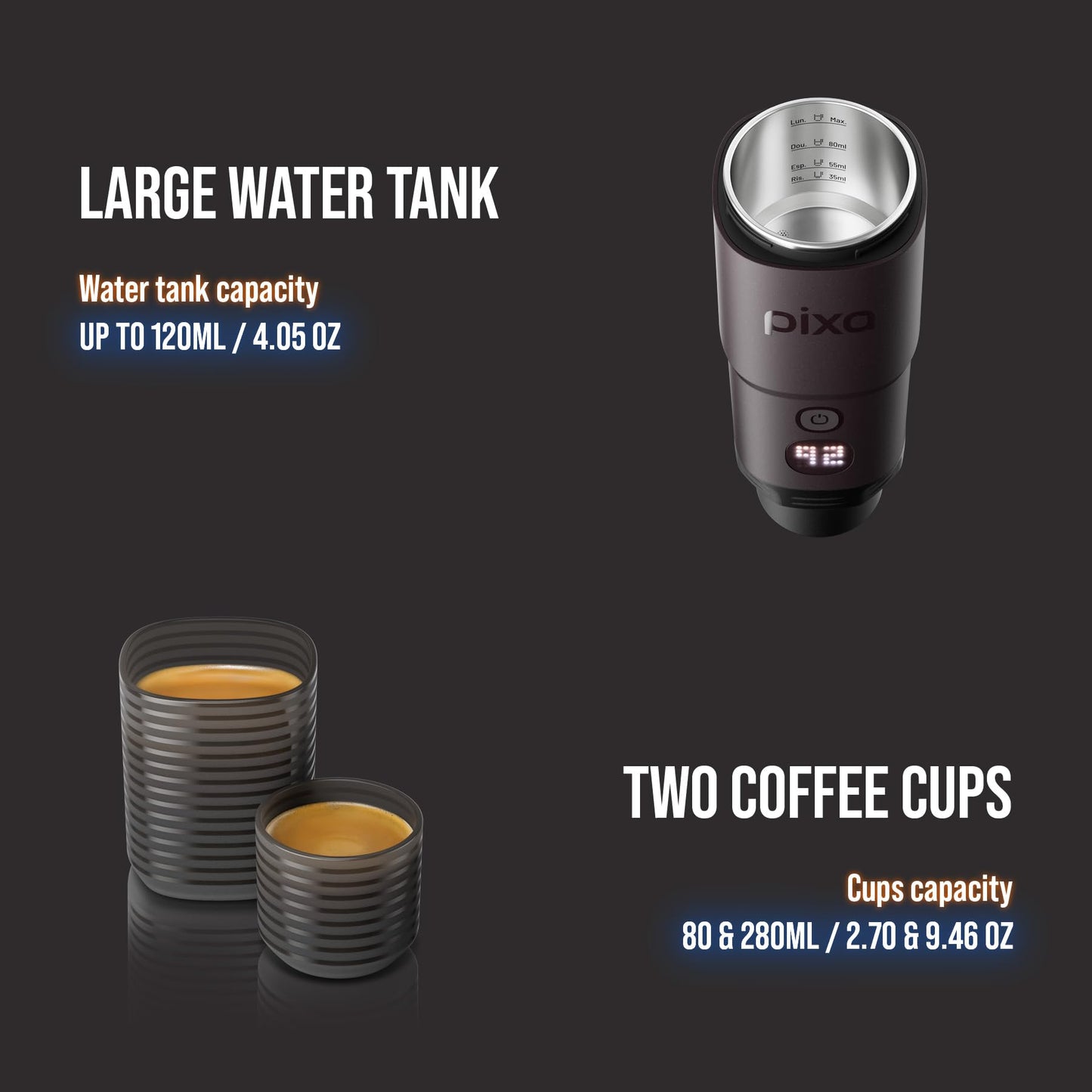 Wacaco Pixapresso Electric Espresso Coffee Maker – Compatible with NS Capsules & Ground Coffee, Tuscan Red