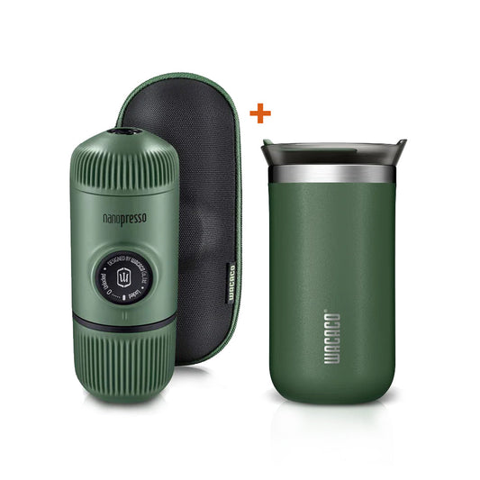 BUNDLE - Elements Nanopresso Portable Espresso Machine with Protective Case | Manually Powered + Octaroma Vacuum Insulated Mug 300ML