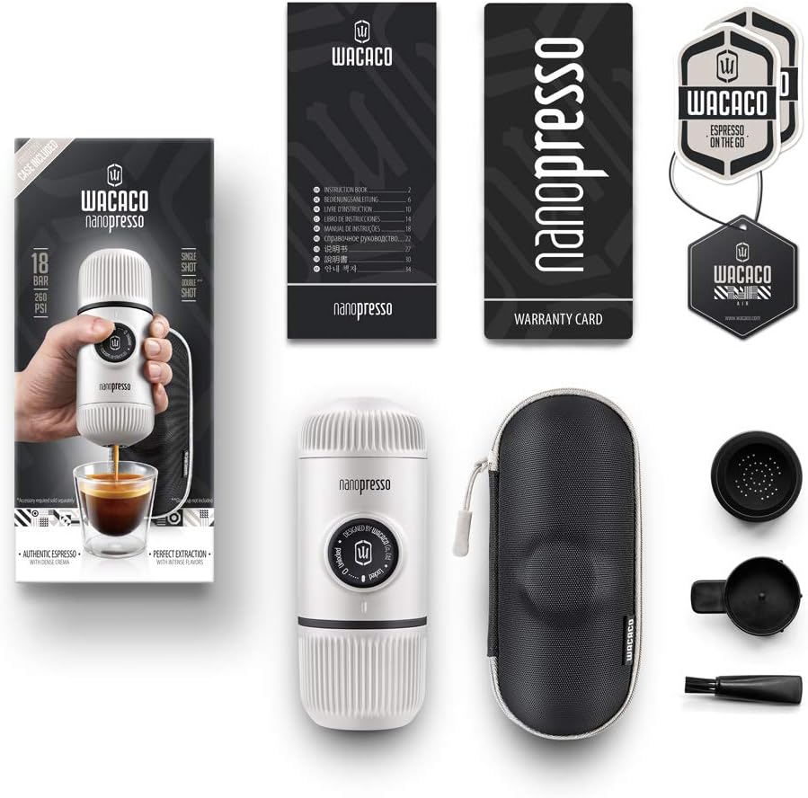 Elements Nanopresso Portable Espresso Machine with Protective Case | Manually Powered