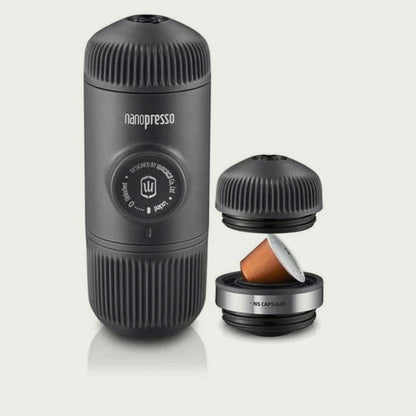 BUNDLE - Nanopresso Portable Espresso Machine Black | Manually Powered + NS Adapter